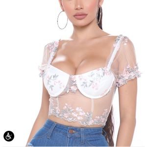 She Blooms For You Mesh Cropped Top